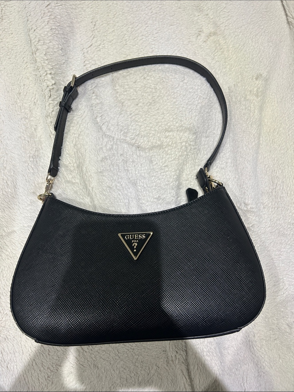 Guess Black Shoulder Bag with Gold Logo